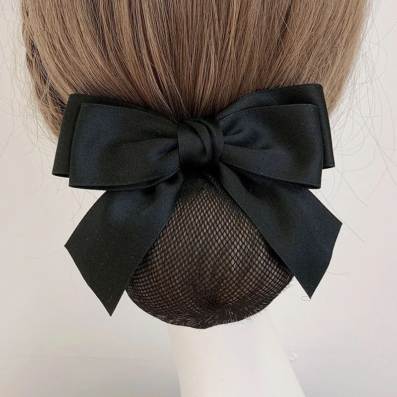 职业头花女韩版银行护士空姐丸子头蝴蝶结发夹成人盘头发网兜发饰
