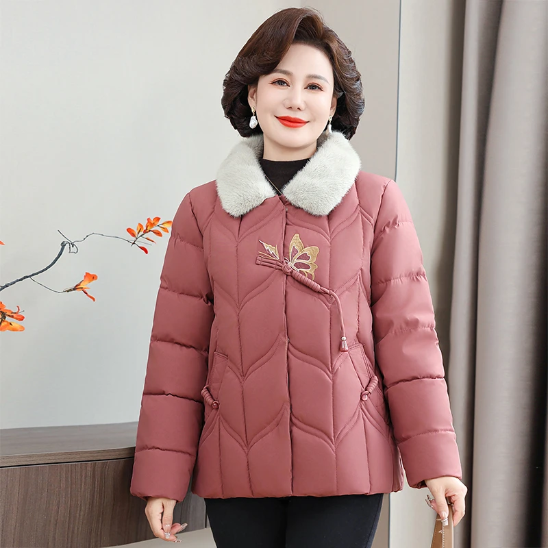 中老年小个子爆款妈妈装新中式国风冬季加绒棉服女妈妈装保暖棉袄