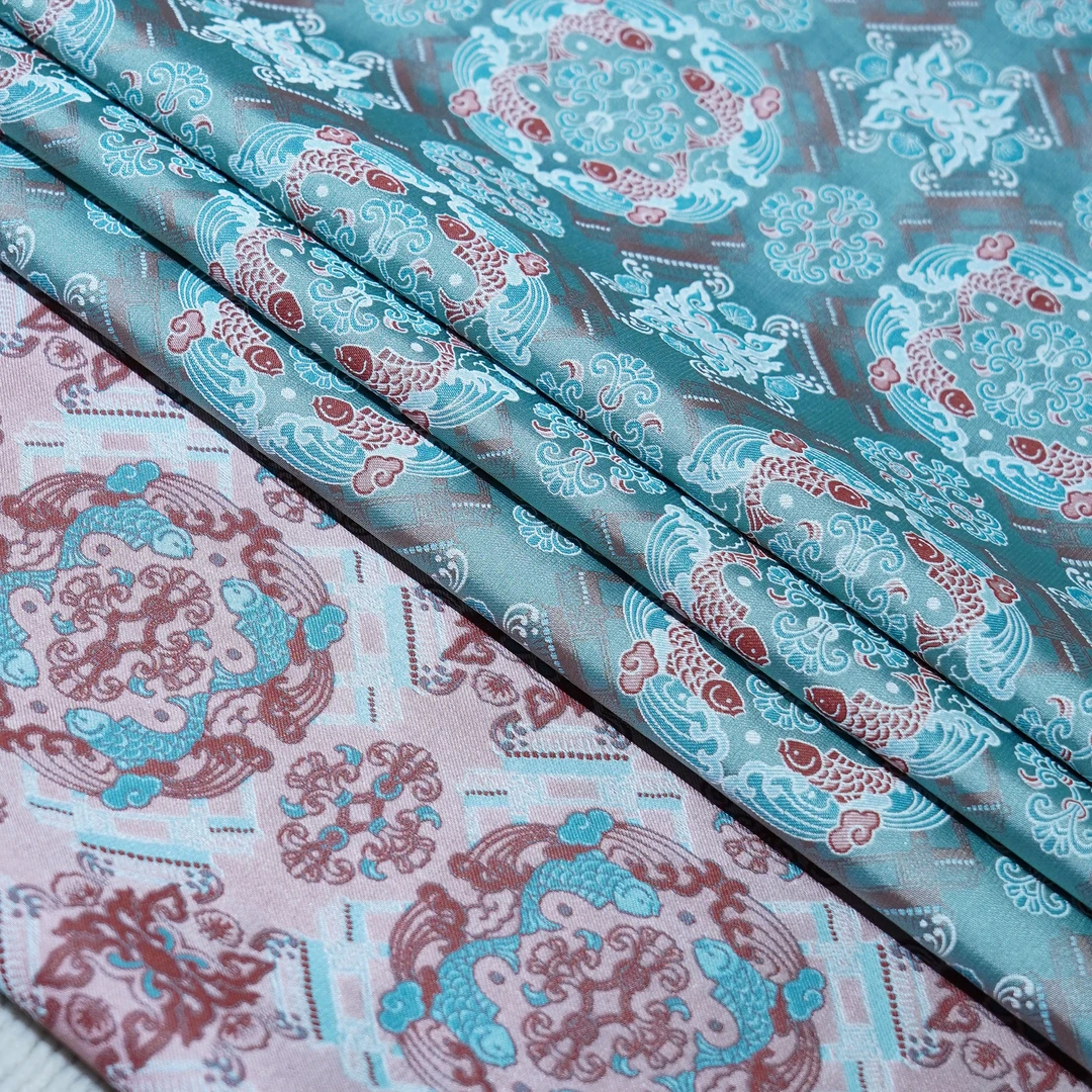 （鲤鱼跃龙门）钱小萍宋锦桑蚕丝面料（面料一经裁剪不退换）