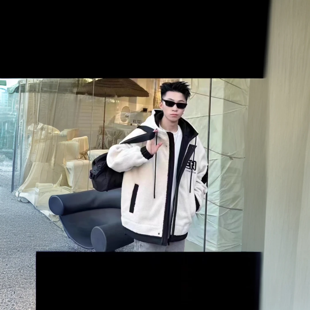 2004青少年新款摇粒绒内里加棉加仿兔毛一件过冬毛毛衣外套