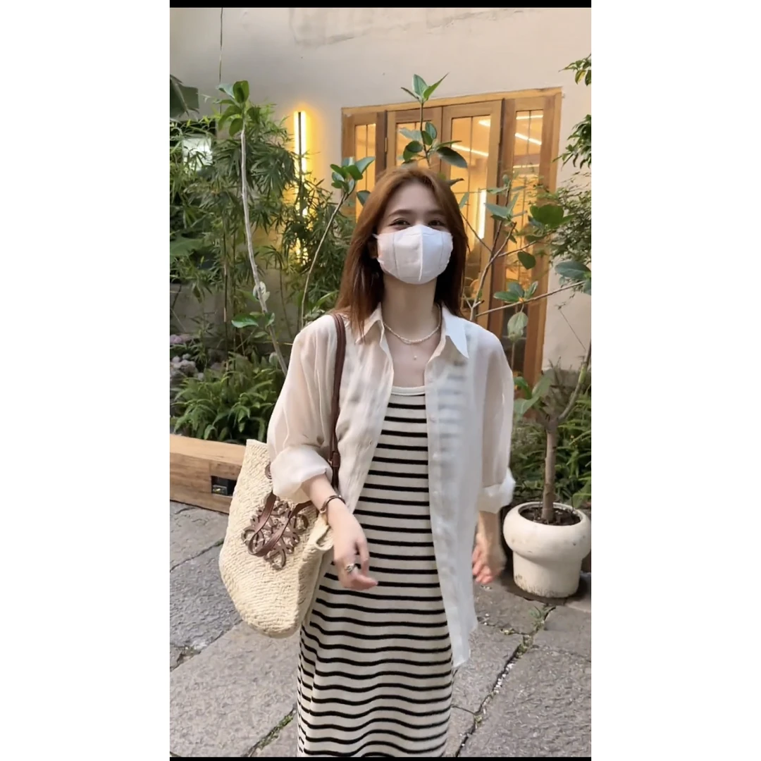 纯色防晒衬衫2024夏季新款休闲百搭减龄宽松薄款显瘦长袖衬衣外套