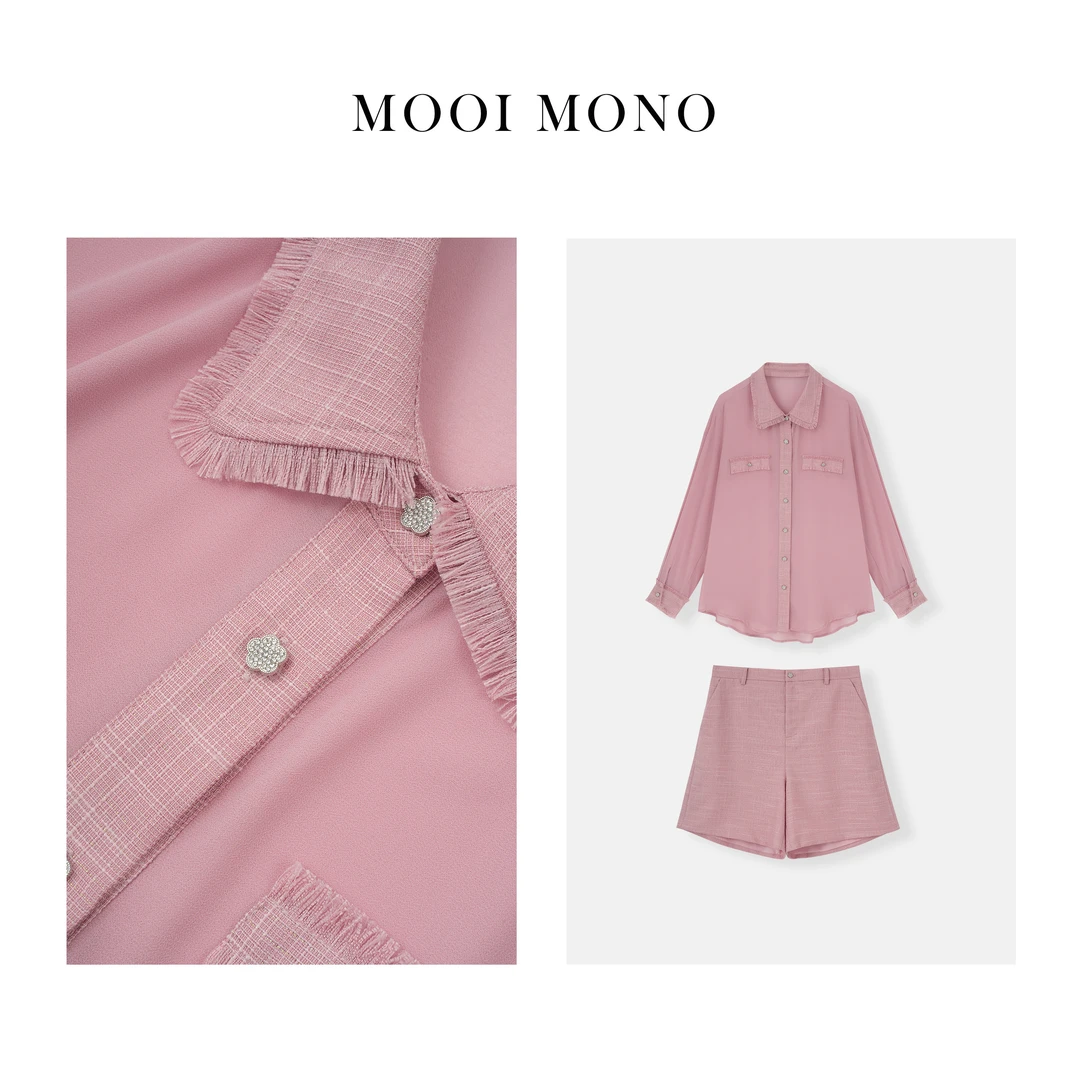 MOOI MONO＂面若桃花＂ 显瘦高级感轻薄夏季宽松小香套装 L42F253