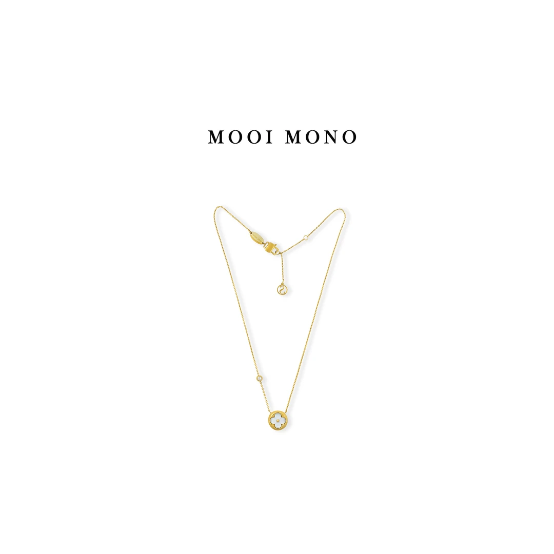 钛钢项链 MOOI MONO"金豆豆"圆形四叶草钛钢ins电镀项链J42P114