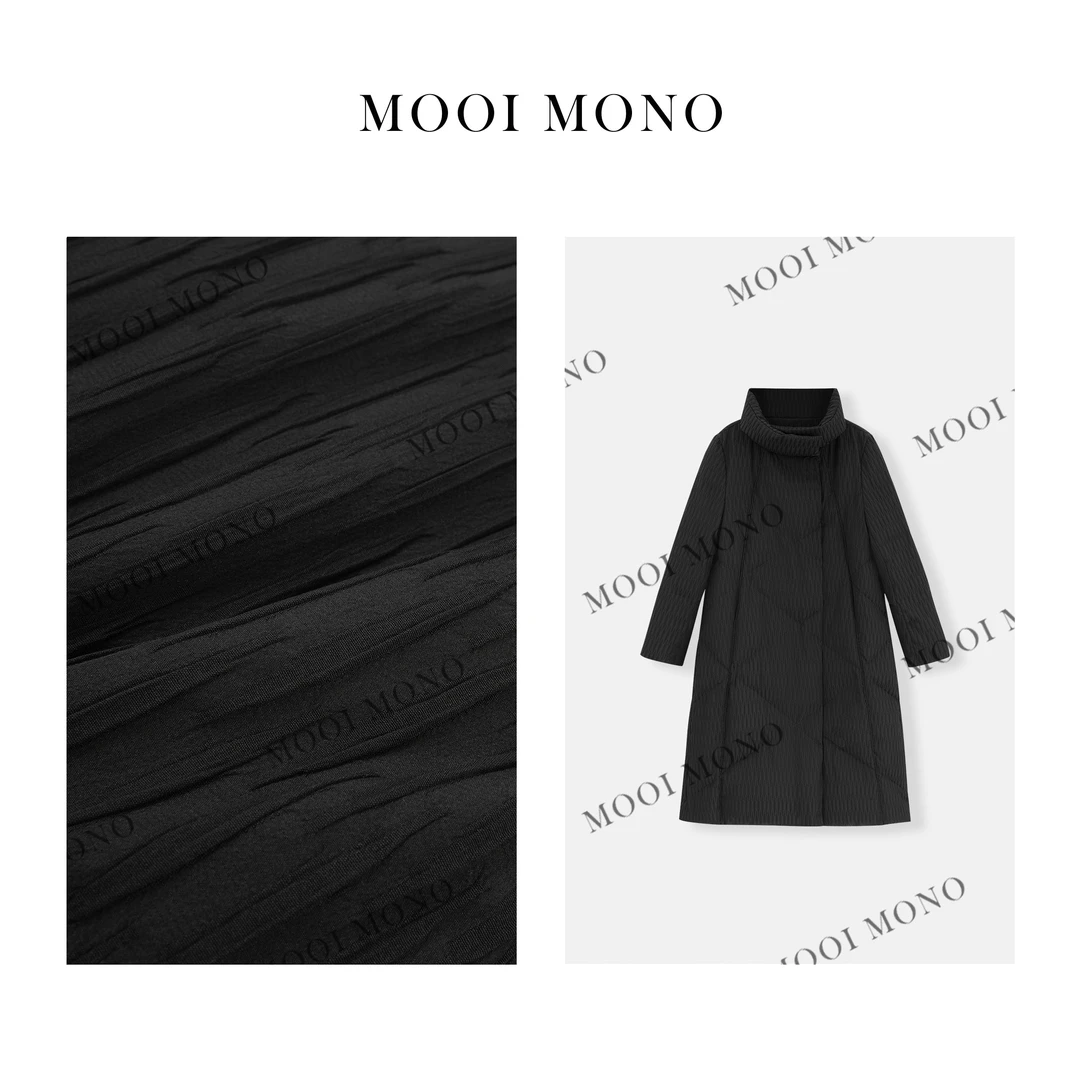 MOOI MONO"北欧暖冬"显瘦肌理感绗线高领保暖长款羽绒服 Y533T44
