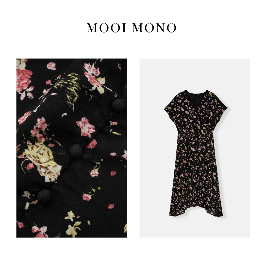 MOOI MONO" 藤萝花海" 显瘦微胖清新小女人收腰结构裙 L321L42