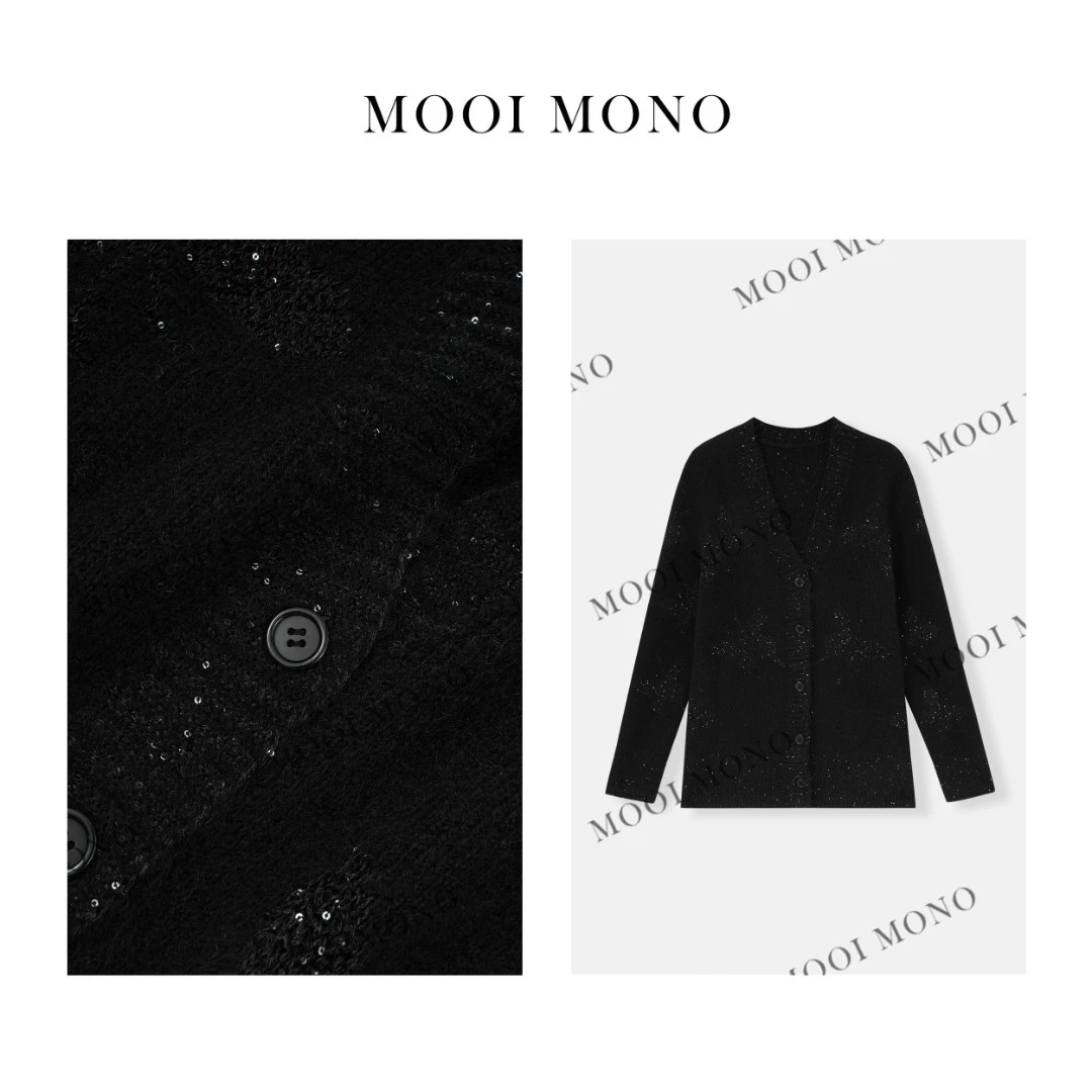 MOOI MONO"蝴蝶时光" 显瘦编织设计时髦宽松毛织开衫外套 W170D43