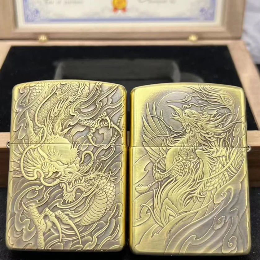 【龙吟凤哕】鬼王DIY定制款—铜盔甲双面浮雕正品煤油打火机男士
