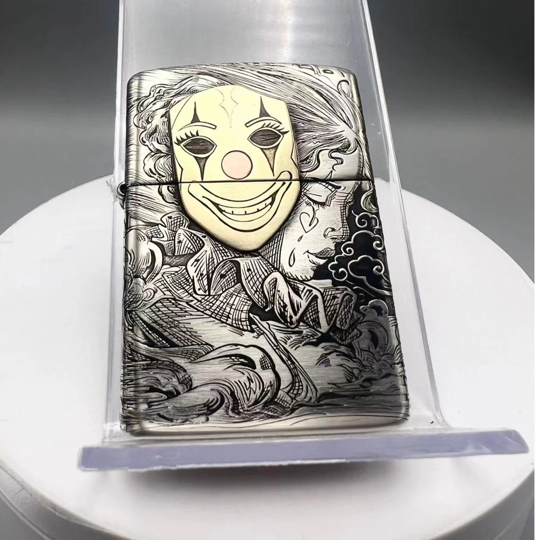 【925银面具人生】千语DIY作品—银盔甲五面雕刻防风正品打火机