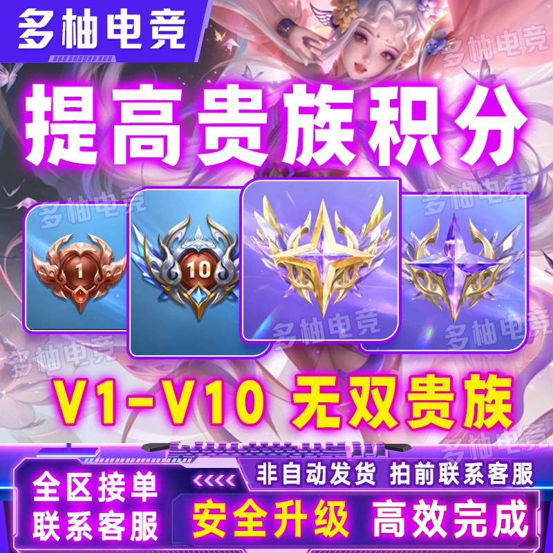 【超快贵族V1-V10】王者送荣耀提高贵族积分无双贵族流光积分安卓