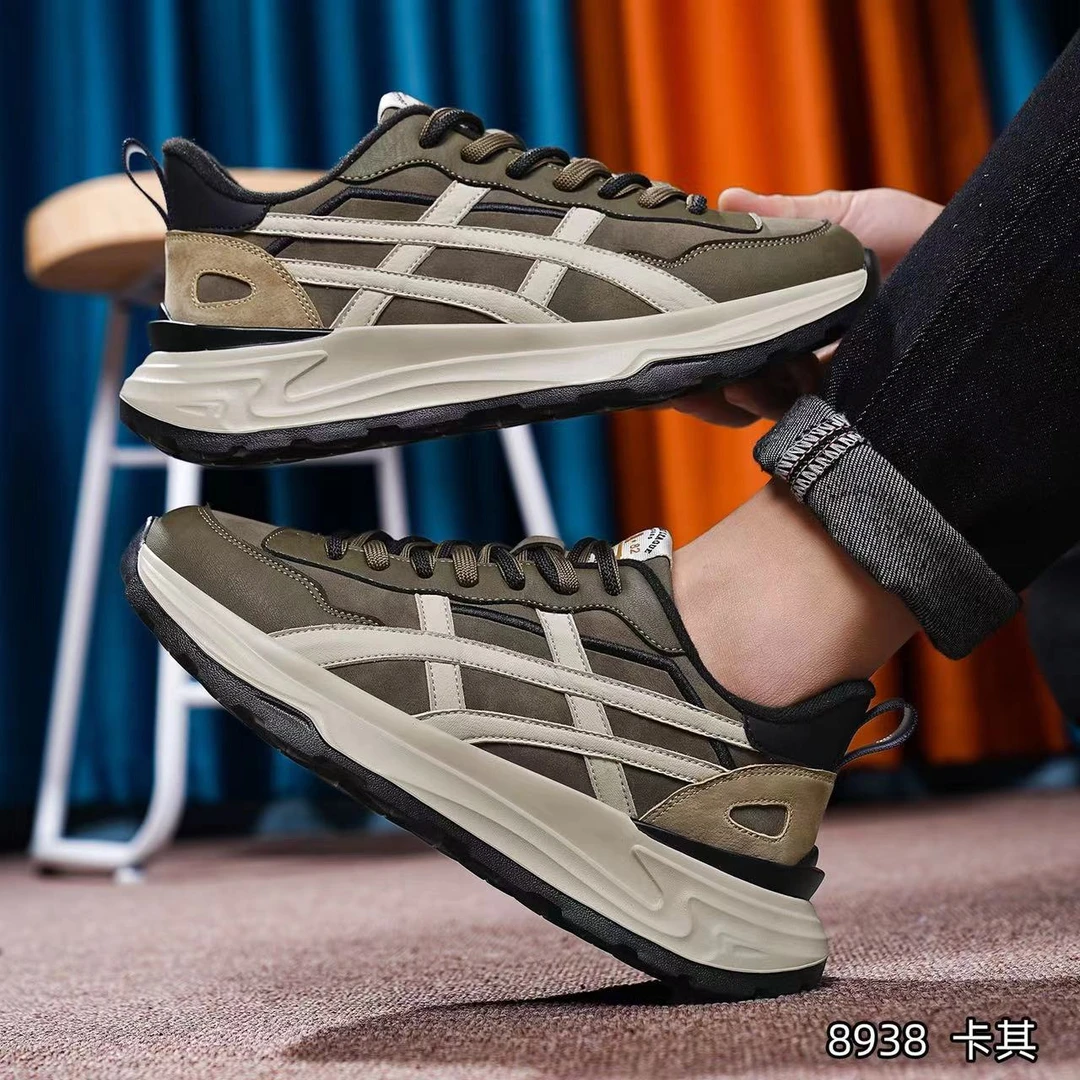 秋冬季男士厚底轻便运动休闲鞋皮面防水保暖舒适时尚百搭潮鞋