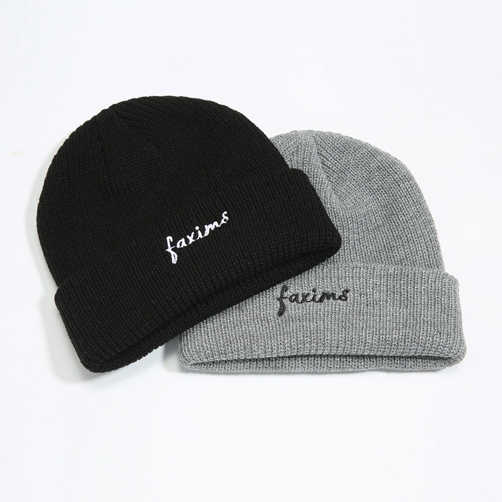 Faxims Store 原创潮牌秋冬季毛线帽 小字母刺绣针织帽男女冷帽