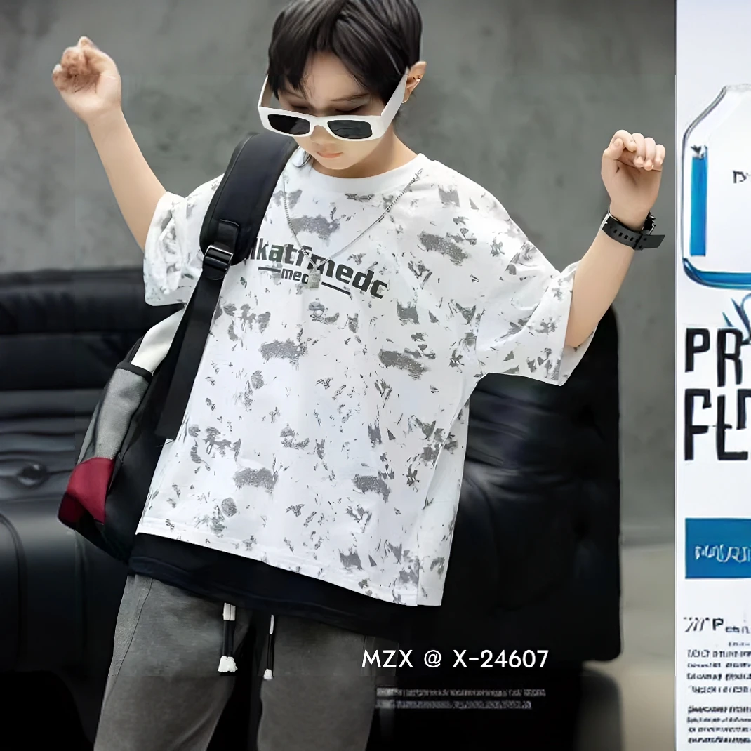 065链接儿童 圆领 韩版半袖 宽松 百搭  T恤 夏季 时尚 中童 短袖