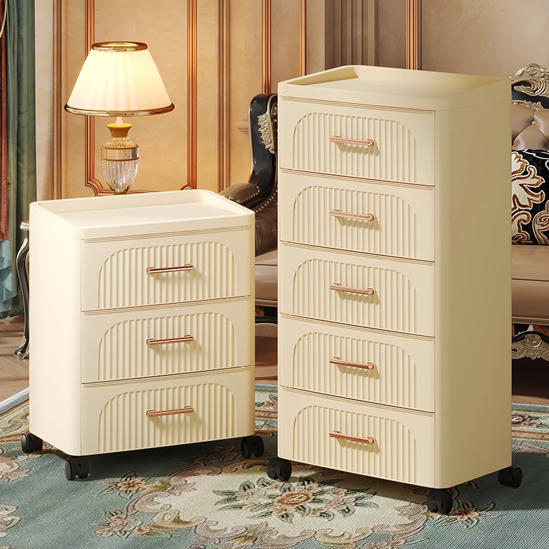 G【整装发货】可移动奶油风置物柜轻奢百搭储物抽屉式收纳柜