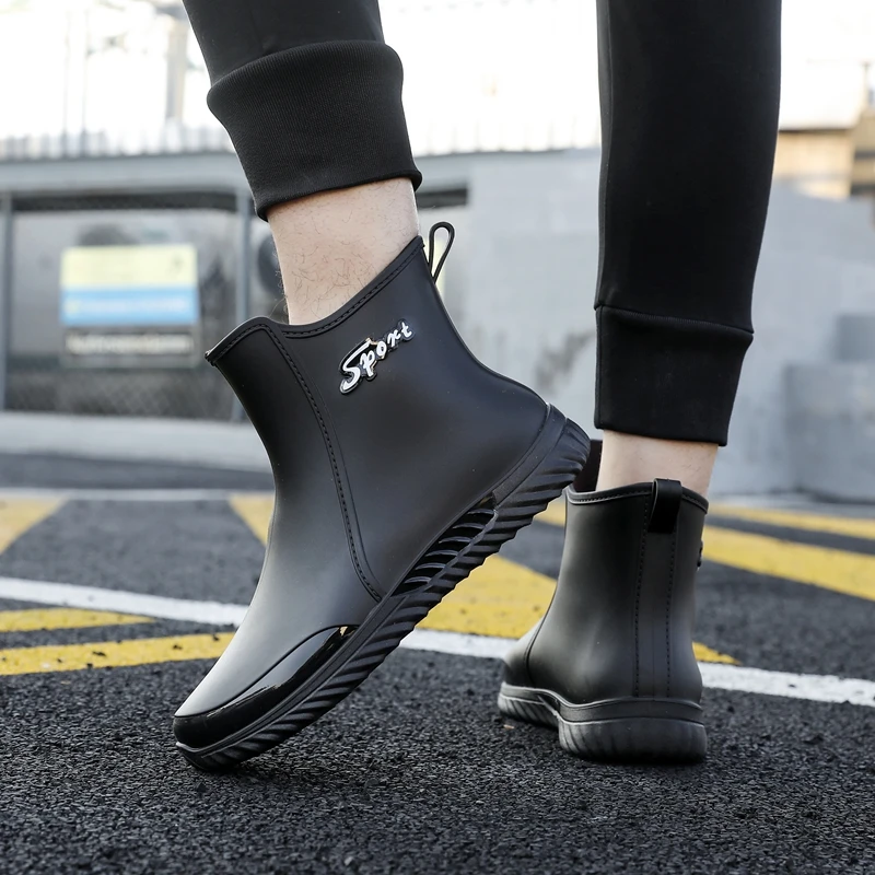 男士短筒时尚耐磨防水防滑耐磨厨房加棉加绒雨靴