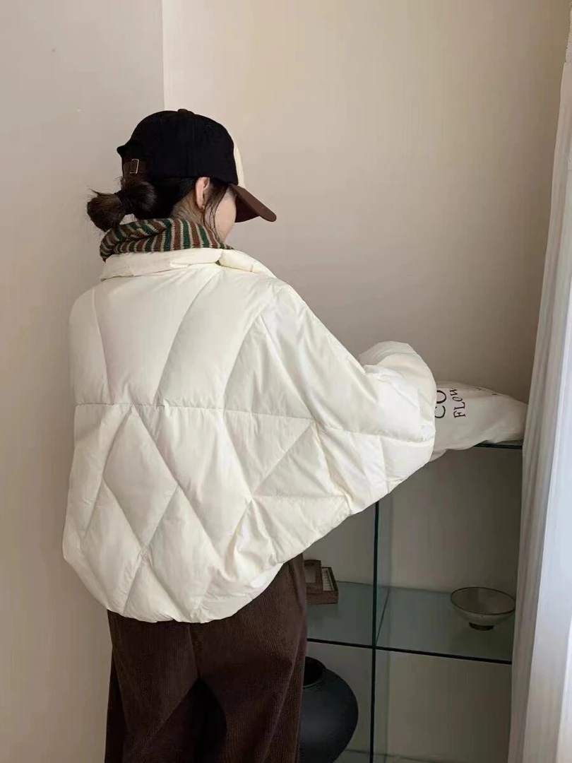 羽绒服女短款时尚宽松百搭休闲冬季菱形格韩版保暖秋冬加厚外套