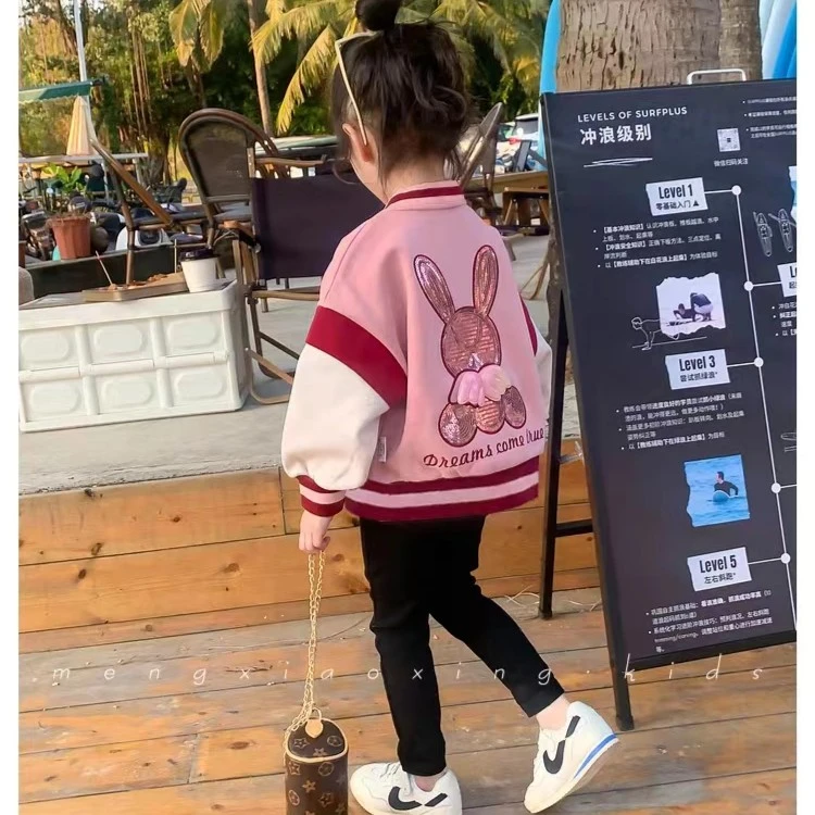 棒球服儿童外套女童春秋洋气0-6岁韩版时髦卡通