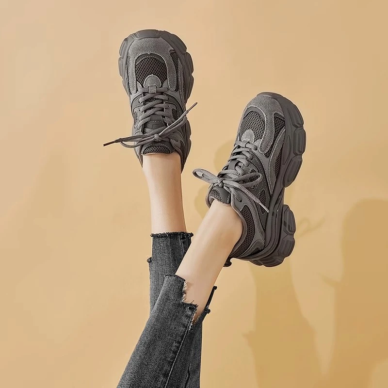 ins复古显脚小老爹鞋女2023年秋秋新款轻便厚底休闲百搭运动鞋潮