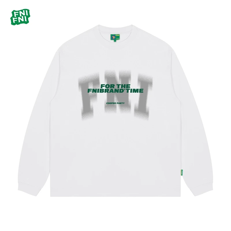 FNI国潮重磅纯棉（虚幻基础款）男女同款t恤美式圆领长袖新款发泡