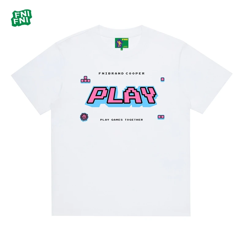 FNI国潮重磅纯棉（俄罗斯方块）男女同款t恤美式复古短袖24新款发泡