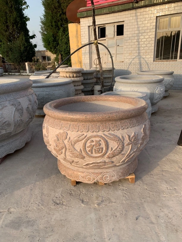 石缸庭院养鱼花岗岩石头水缸门海石雕鱼缸花盆户外石材种荷花种树