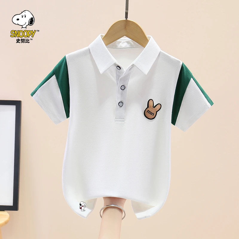 Snoopy/史努比男童夏季纯棉儿童POLO衫短袖2024夏季新款中大童T恤