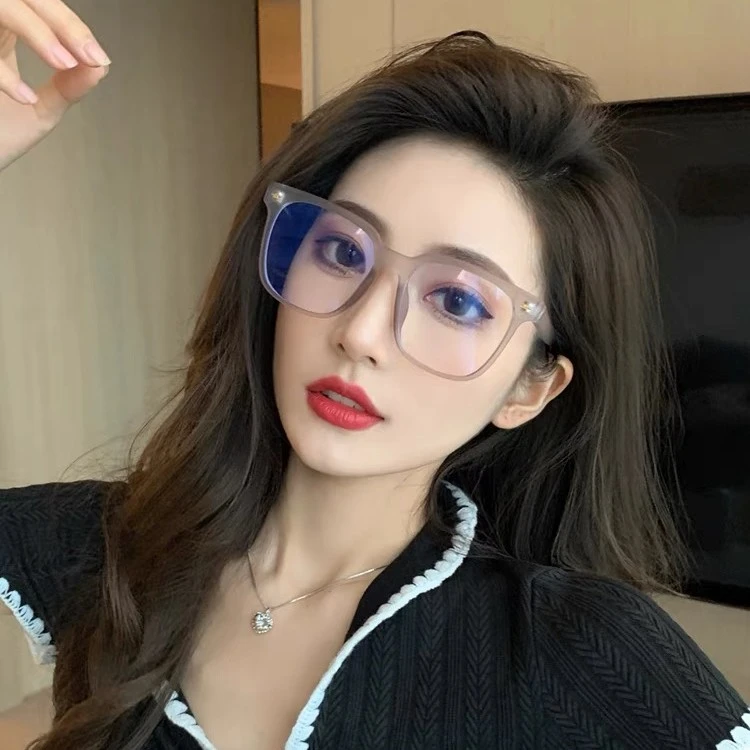 大框防蓝光平光镜网红大脸显瘦素颜眼镜框架女近视镜防辐射