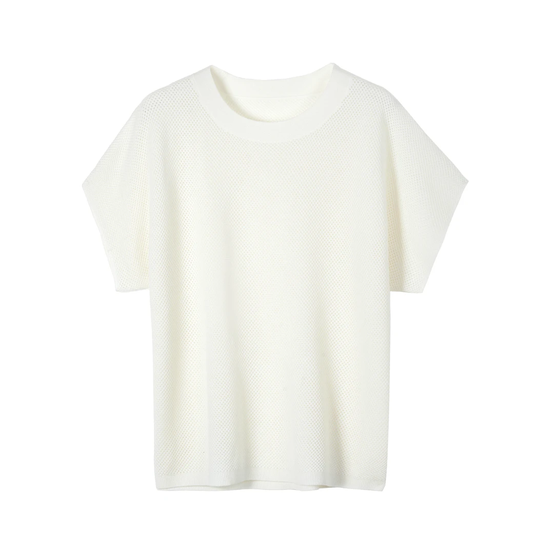 KADIMIYA温柔气质通勤圆领短袖款式百搭减龄显瘦针织衫KJLT6603