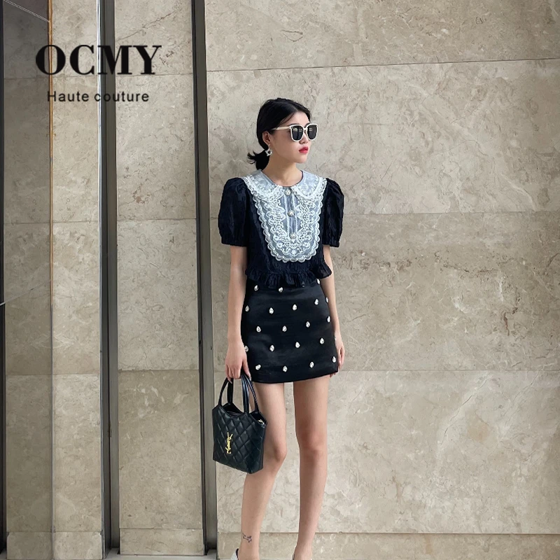 OCMY【品牌直营】新款法式高端精致娃娃领轻奢设计小众衬衣Y24Q2911