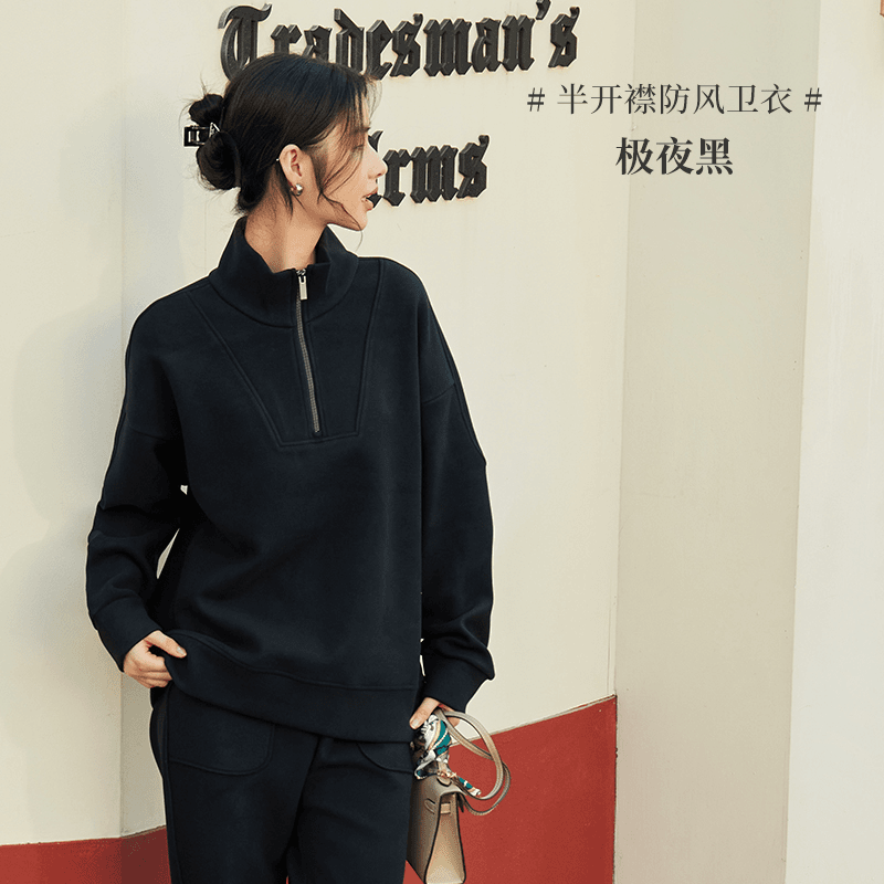 moqiong/墨琼 【】‘’无畏严寒‘’女款防寒保暖半开襟防风卫衣1181