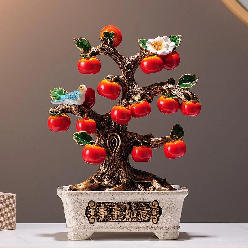 柿柿如意柿子摆件乔迁新居入伙之喜礼物客厅玄关酒柜电视柜装饰品