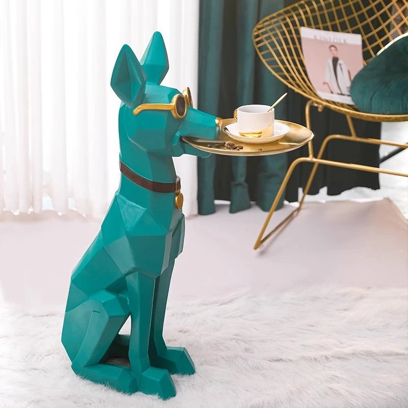 杜宾犬大型落地收纳摆件客厅电视柜沙发旁轻奢高级感装饰家居饰品