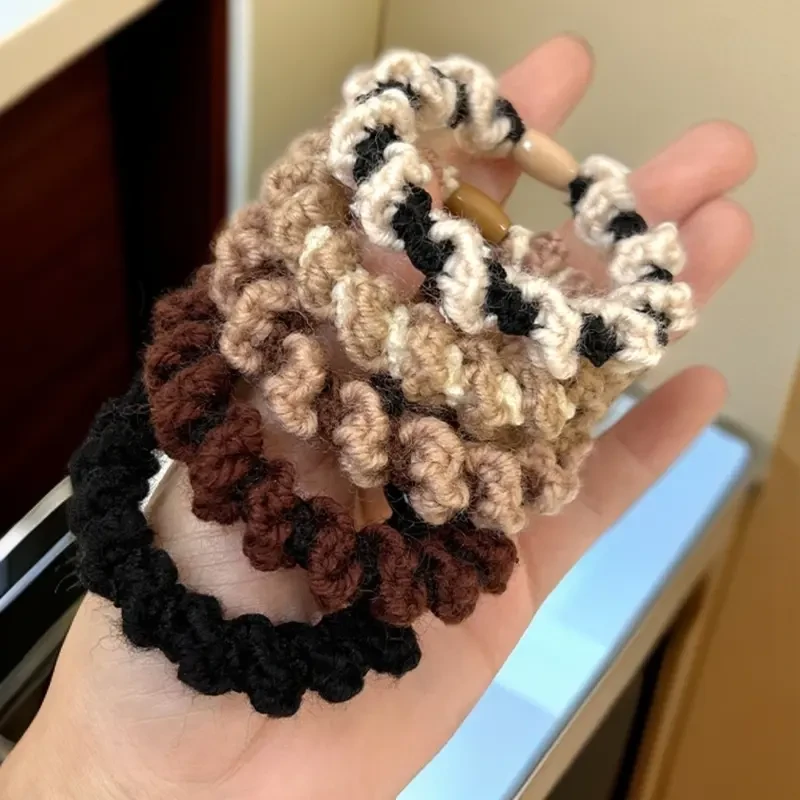 拼色毛线螺旋简约编织发绳高弹力少女橡皮筋套日韩头饰百搭耐用