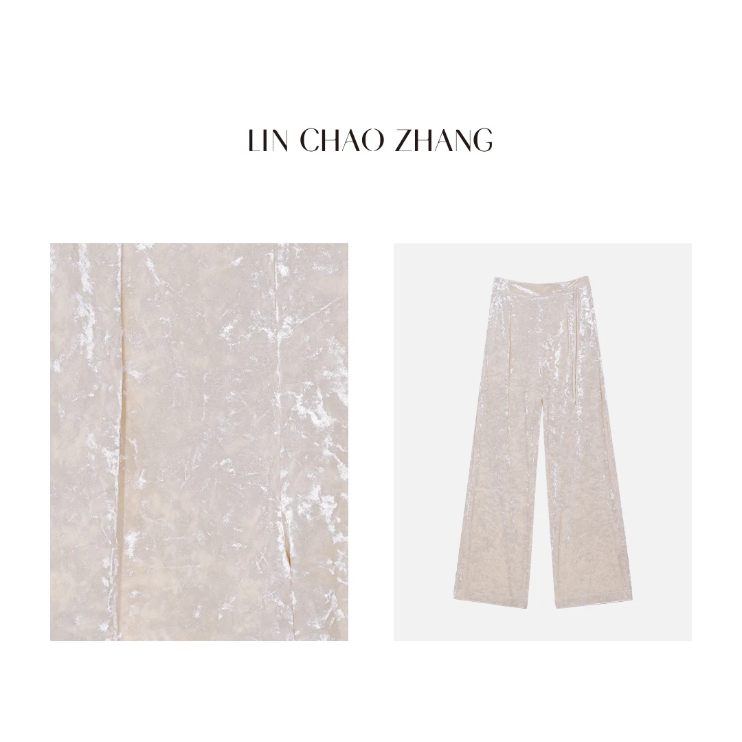 LIN CHAOZHANG【龙须抽绳】国风缎面裤 LK240022
