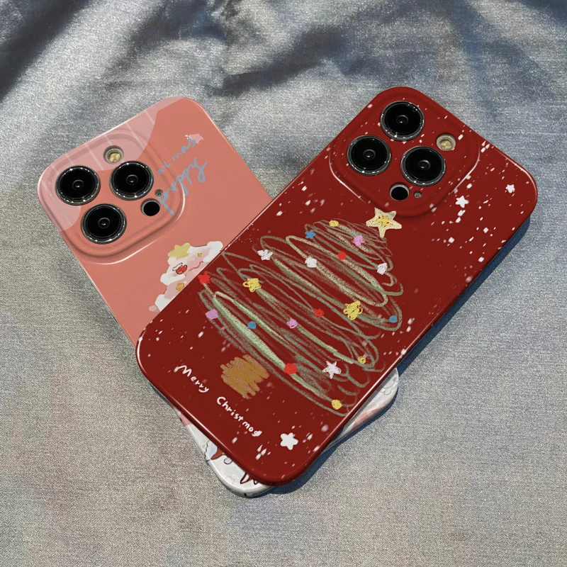 适用苹果15华为oppo小米vivo荣耀iphone【菲林】圣诞树手机壳硬简约