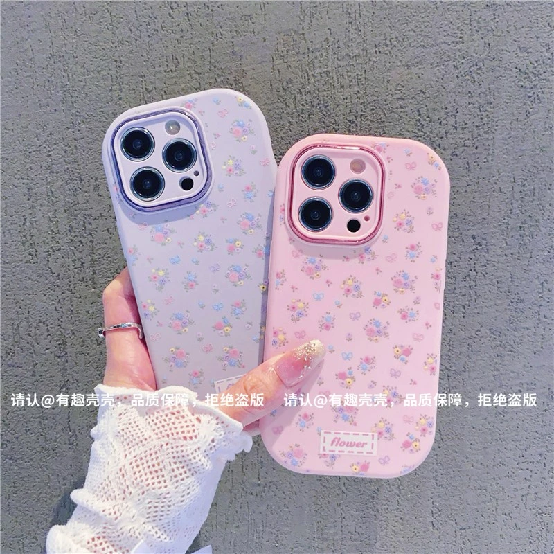 精孔胖妞满屏花朵适用苹果16promax手机壳15女款iphone14防摔软女