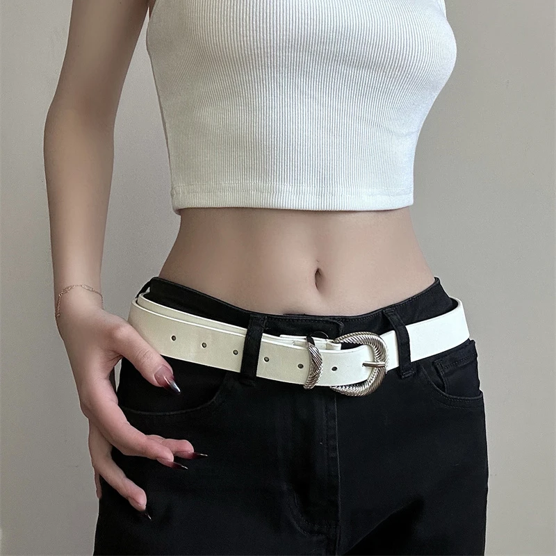 皮带女士牛仔休闲百搭黑色简约ins 网红白色时尚复古欧美个性辣妹