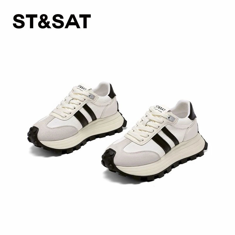 星期六阿甘鞋女华夫小蛮腰2025春季女鞋子爆款百搭厚底运动老爹鞋