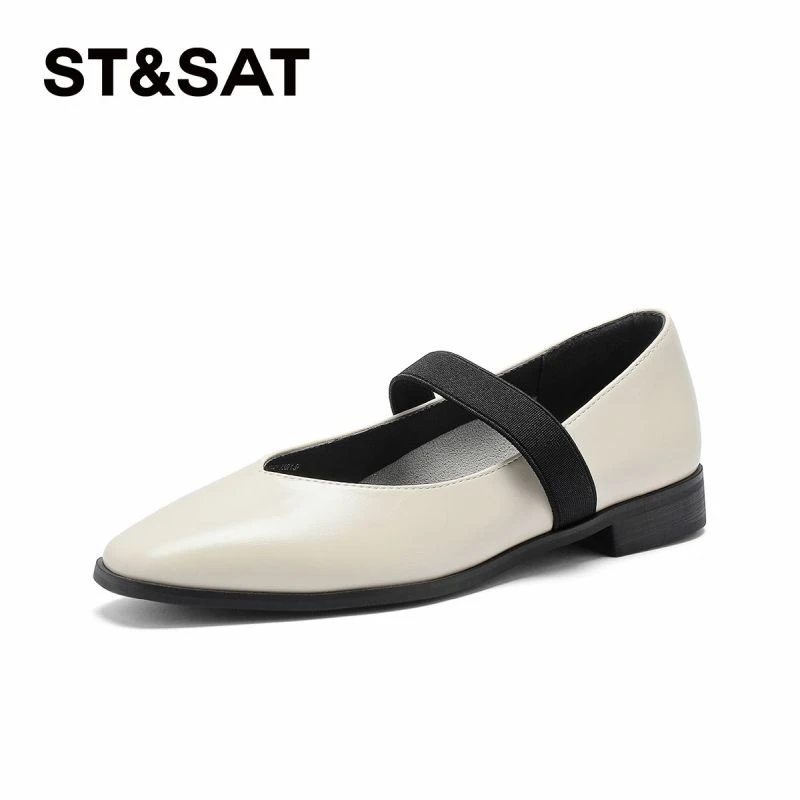 星期六复古玛丽珍鞋女2025秋季新款低跟软皮晚晚鞋设计感黑色皮鞋