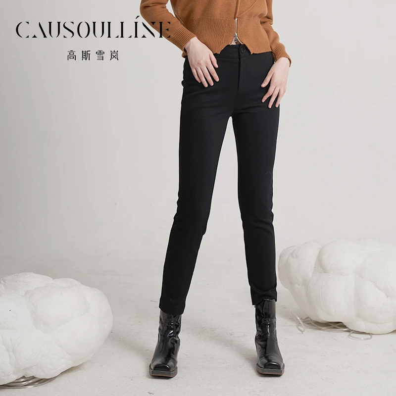 高斯雪岚【冬季特惠】显瘦女裤黑色小脚铅笔裤23413574