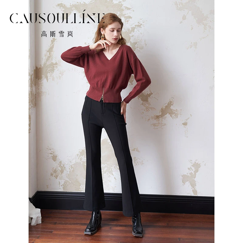 高斯雪岚【不要上架】显瘦百搭款V领休闲针织衫上衣女24413113