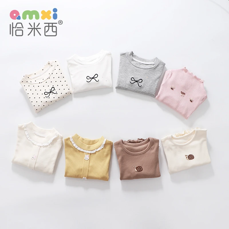 【断码清仓】女童圆领长袖打底衫2024秋季新款0-4岁女宝宝内搭T恤