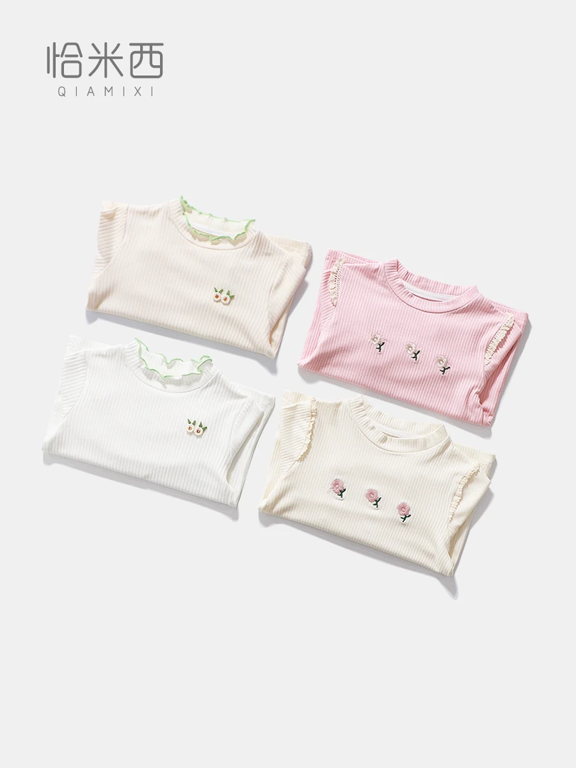 【断码清仓】2024春女童长袖T恤宝宝圆领打底衫螺纹棉韩版上衣内搭