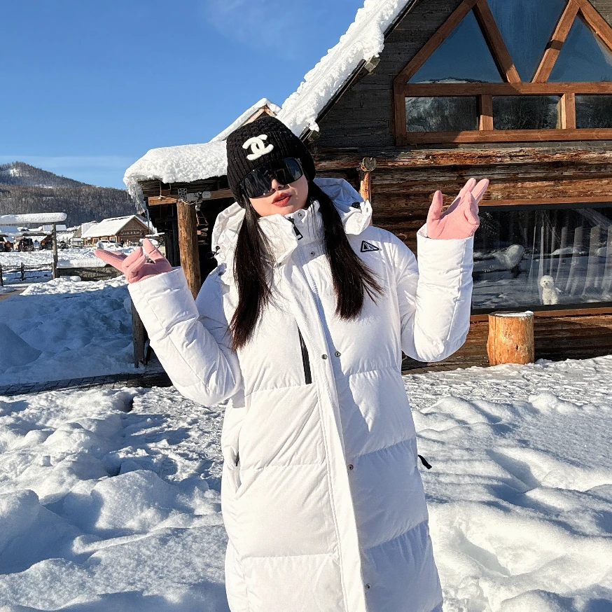 多肉宝贝90白鸭绒男女同款过膝长款羽绒服加厚鸭绒外套AL9916