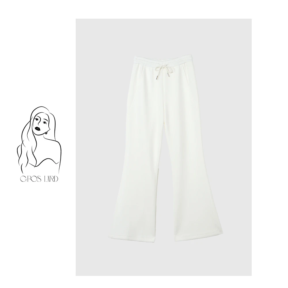 多肉宝贝加绒加厚松紧腰微喇裤女休闲百搭显瘦显腿长卫裤XL24094