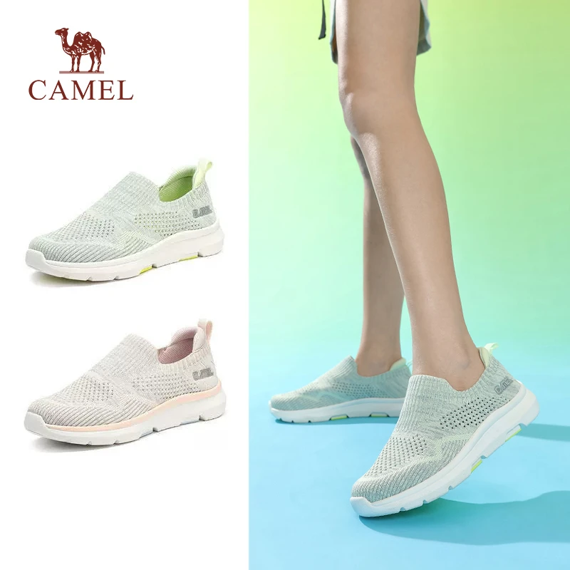 骆驼女鞋夏季新款运动鞋女款薄款飞织网面透气休闲鞋健步妈妈鞋子