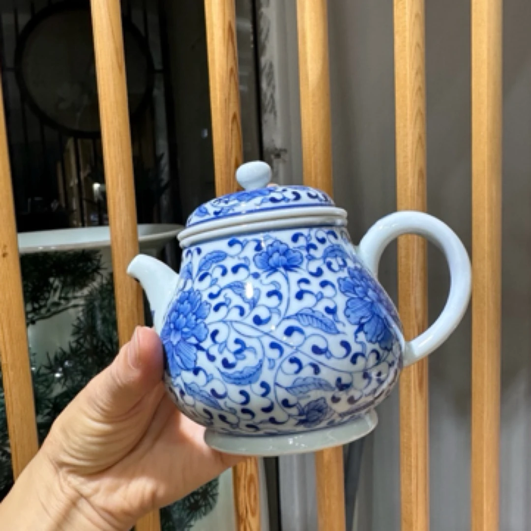 景德镇高温陶瓷珐琅彩纯手工缠枝纹壶