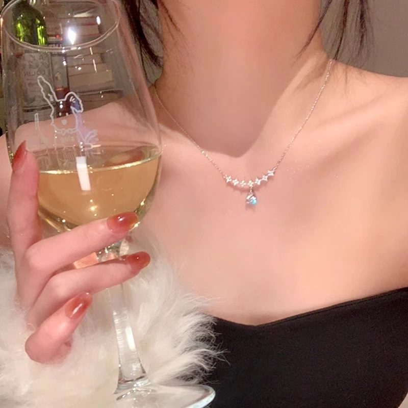 钛钢项链 水滴项链女款高级感小众轻奢百搭锁骨链气质时尚毛衣链