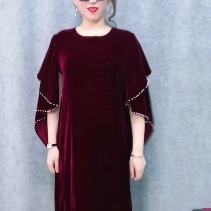 桑蚕丝妈妈装连衣裙夏季优雅长款遮肉显瘦酒红色轻奢网红设计师