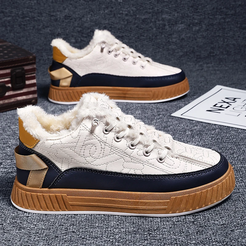 冬季高帮加绒加厚保暖棉鞋运动板鞋雪地靴男鞋马丁靴皮面潮鞋冬鞋