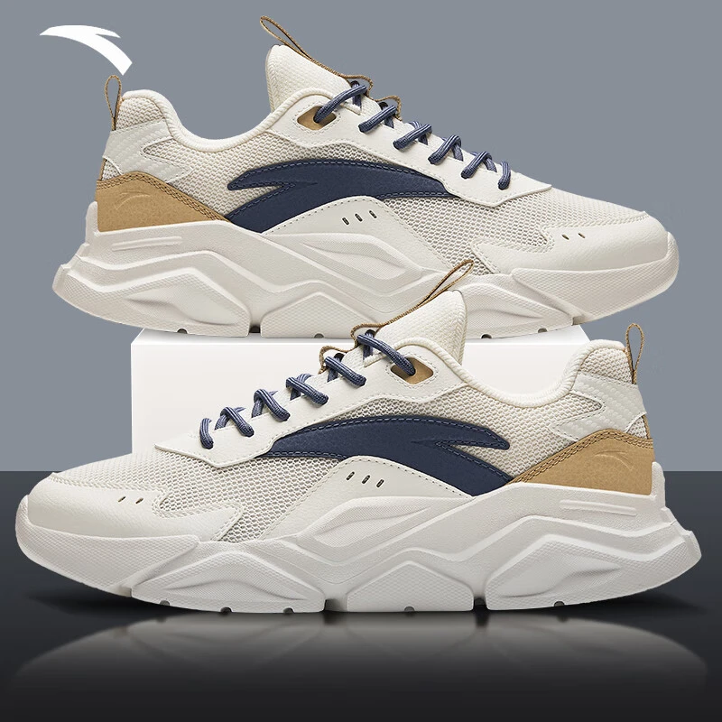 安踏男鞋跑步鞋2025新款夏软底休闲鞋网鞋老爹鞋官方正品运动鞋